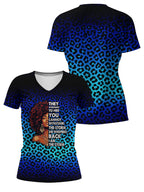 "Unstoppable" Sapphire Leopard V-Neck T-Shirt