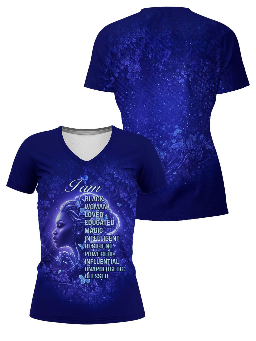 Black Woman Loved V-Neck T-Shirt