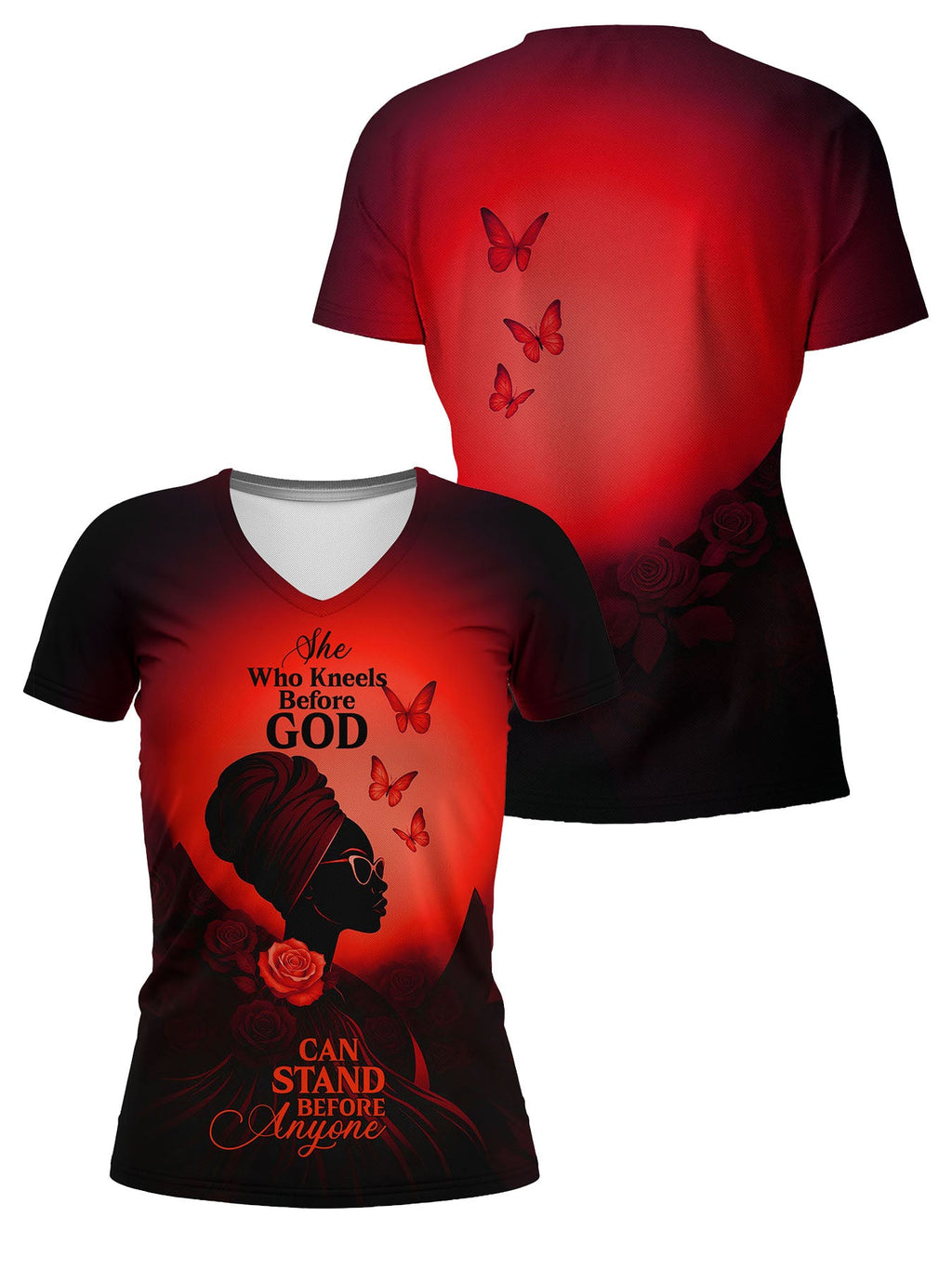 "Selah" Red V-Neck T-Shirt