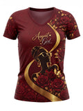 "August Girl Roses" V-Neck T-Shirt