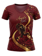 "August Girl Roses" V-Neck T-Shirt