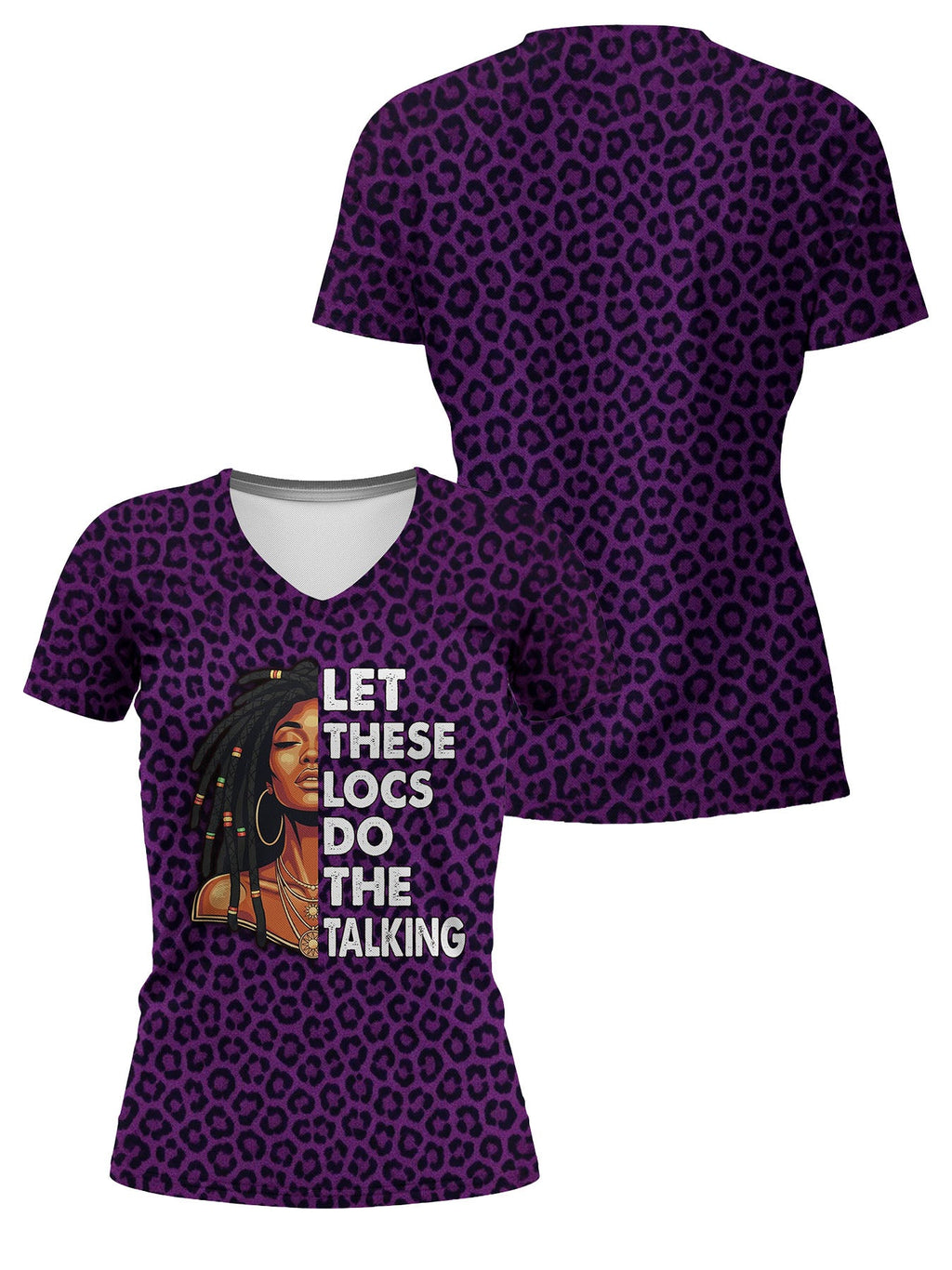 Purple Leopard V-Neck T-Shirt