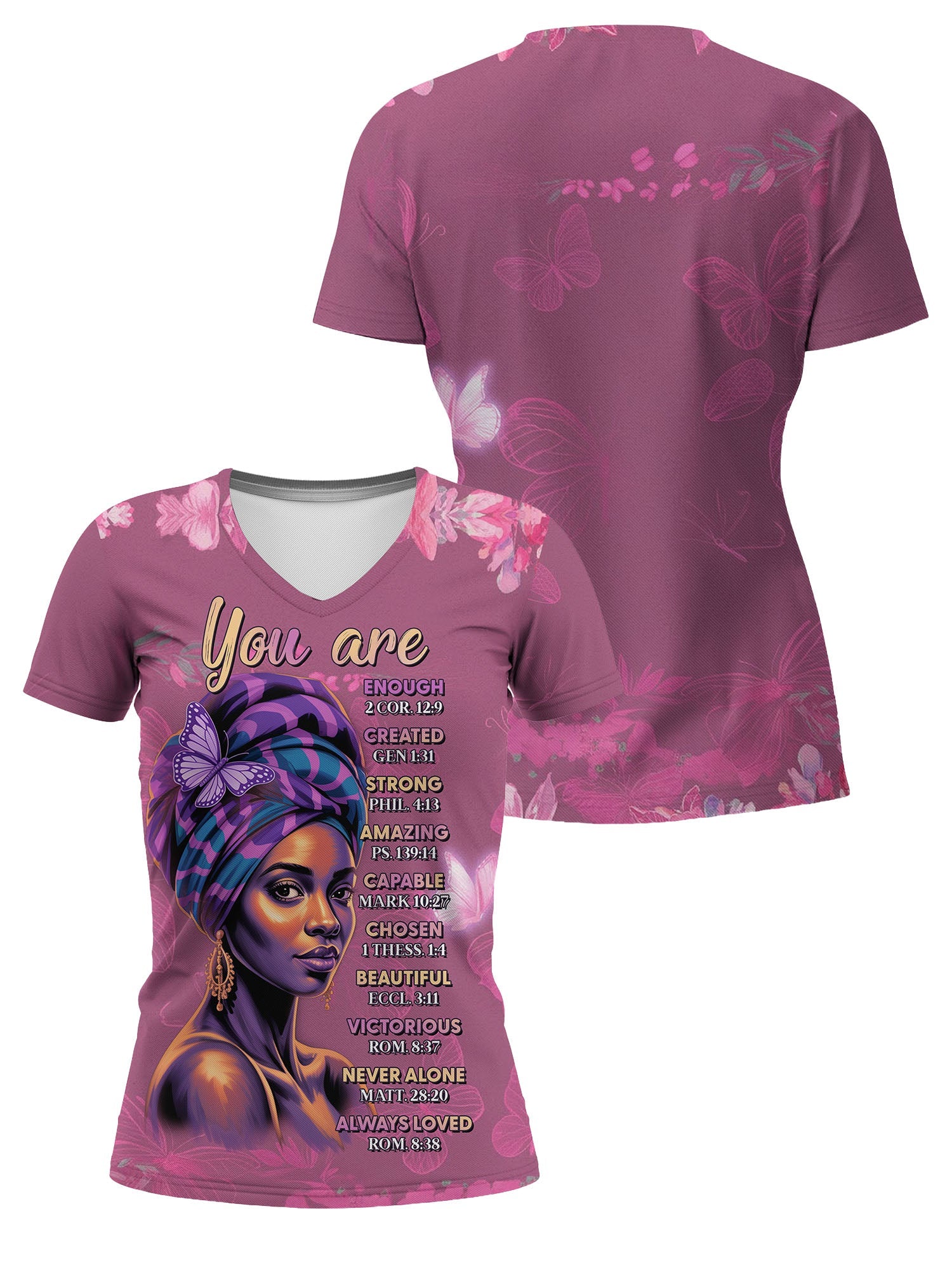 Pink Orchid V-neck T-shirt