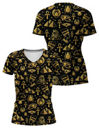 "Nefertiti" Black Gold V-Neck T-Shirt