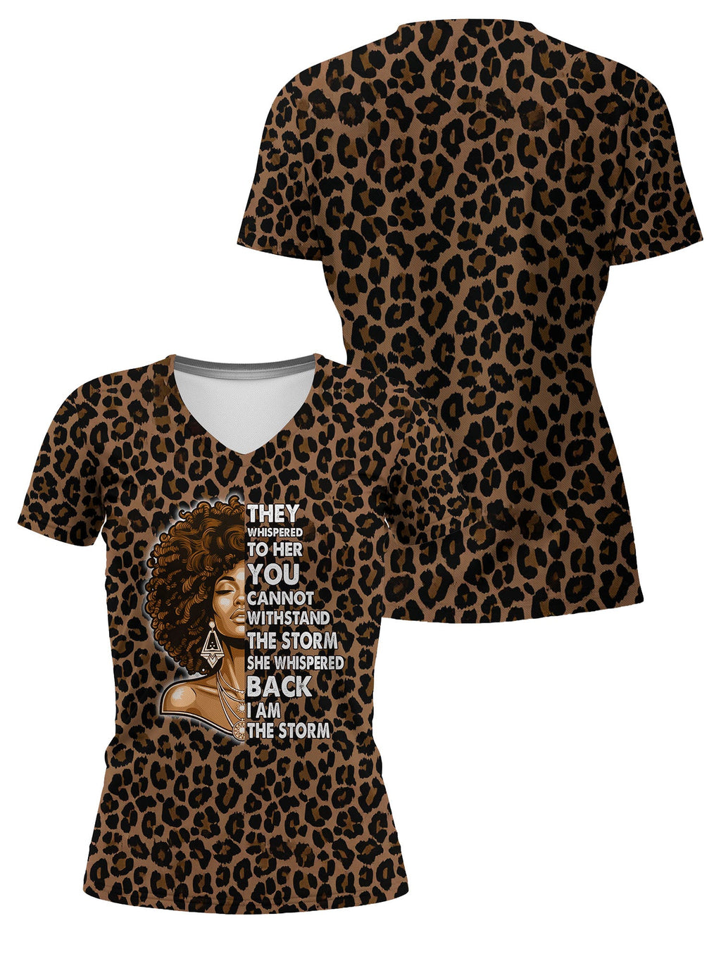 Unstoppable Brown Leopard V-Neck T-Shirt