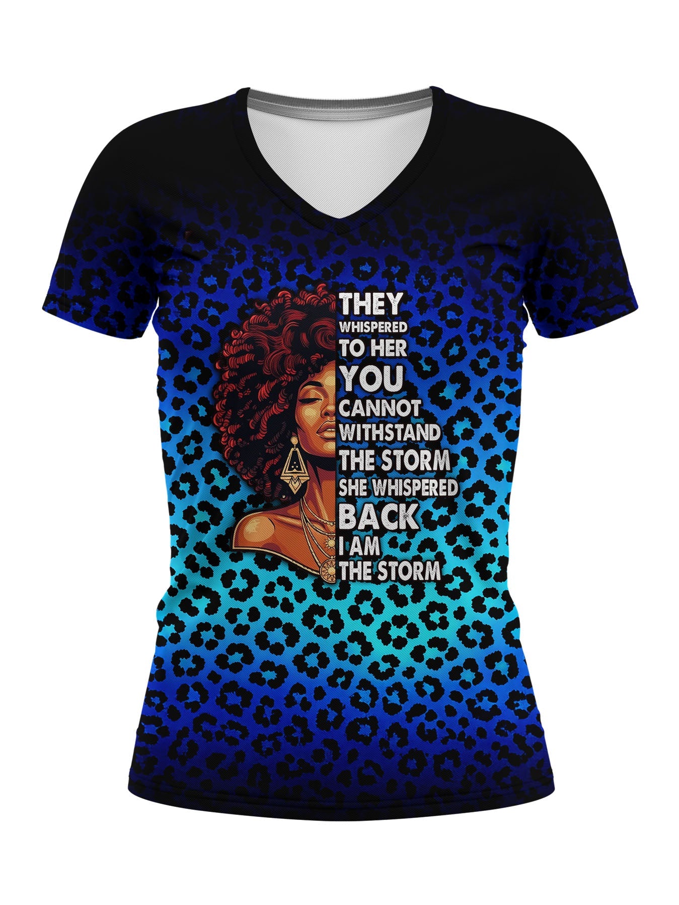 "Unstoppable" Sapphire Leopard V-Neck T-Shirt