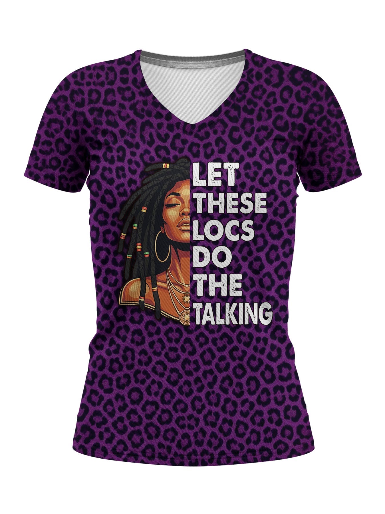 Purple Leopard V-Neck T-Shirt