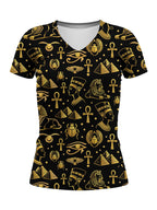 "Nefertiti" Black Gold V-Neck T-Shirt