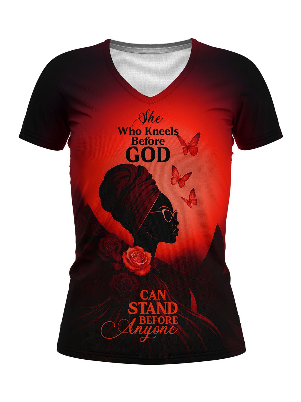"Selah" Red V-Neck T-Shirt