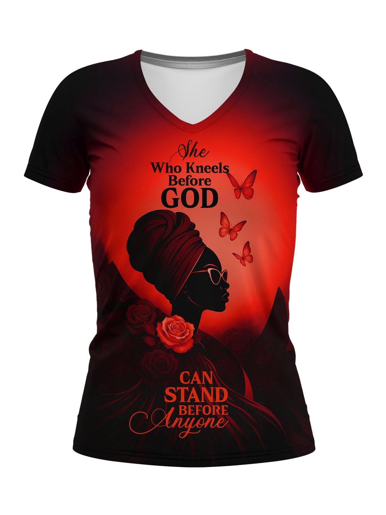 "Selah" Red V-Neck T-Shirt