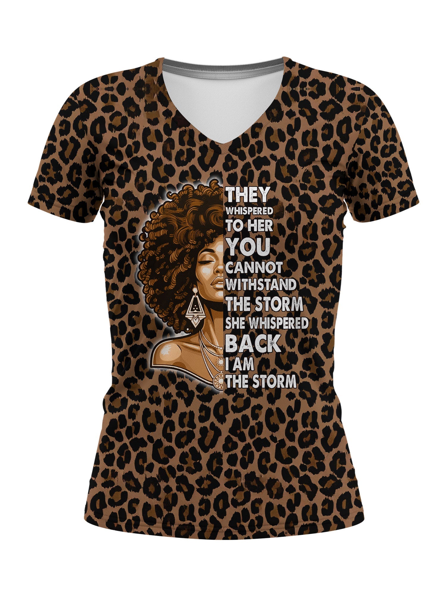 Unstoppable Brown Leopard V-Neck T-Shirt