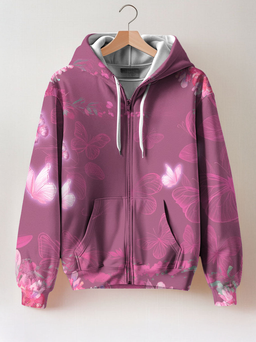 "Imani" Wild Rose Zip Hoodie