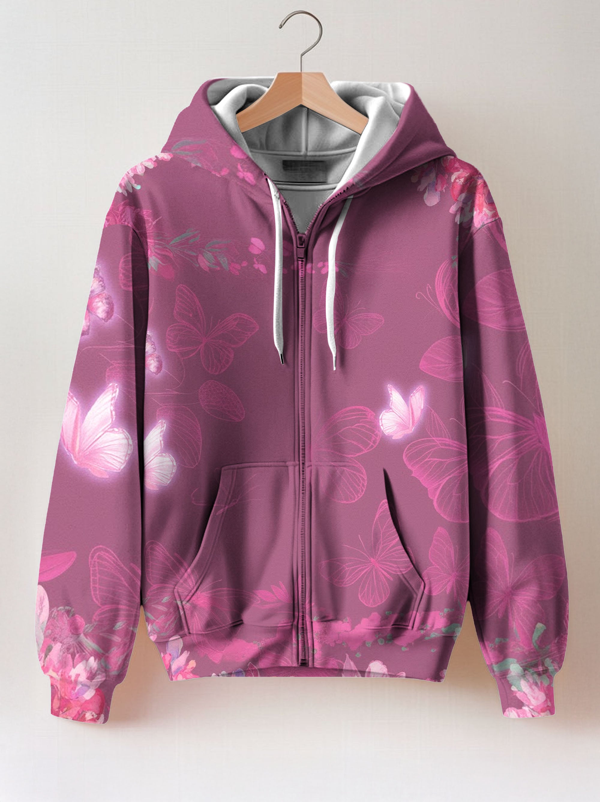 "Imani" Wild Rose Zip Hoodie