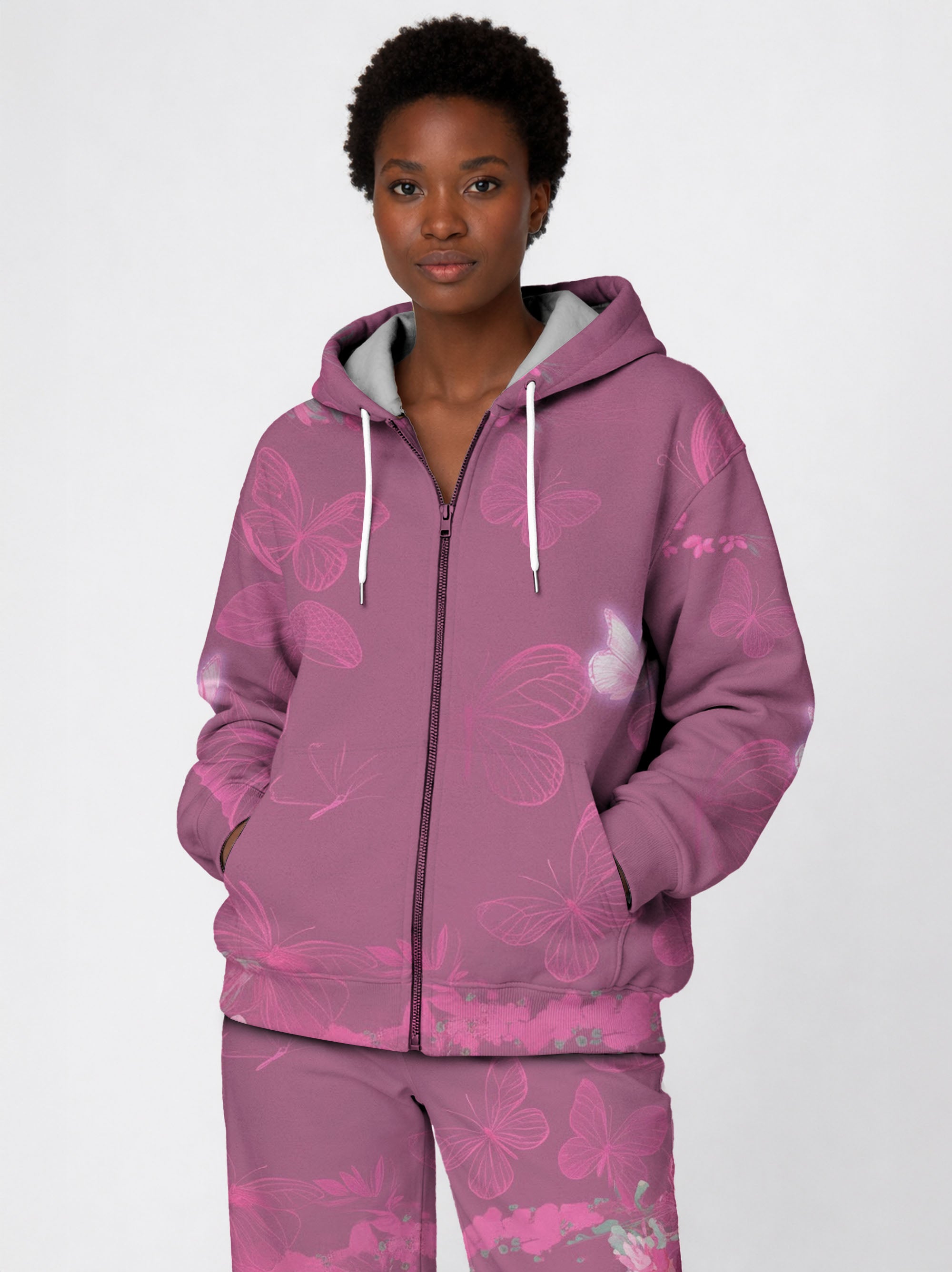 "Imani" Wild Rose Zip Hoodie