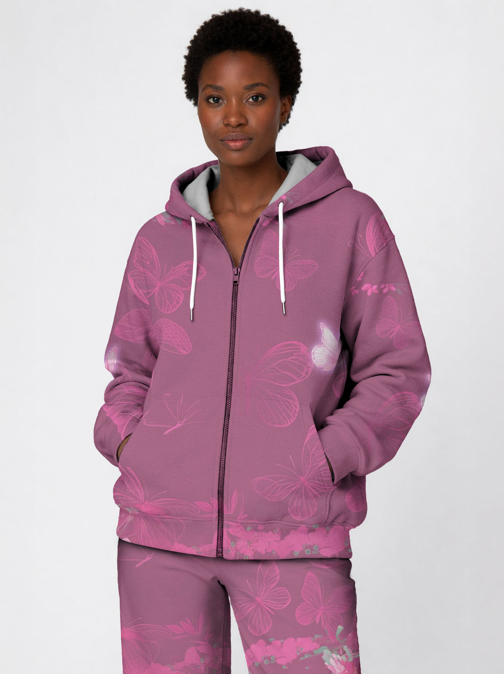 Pink Orchid Zip Hoodie