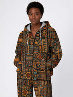 Afrocentric Pattern Zip Hoodie
