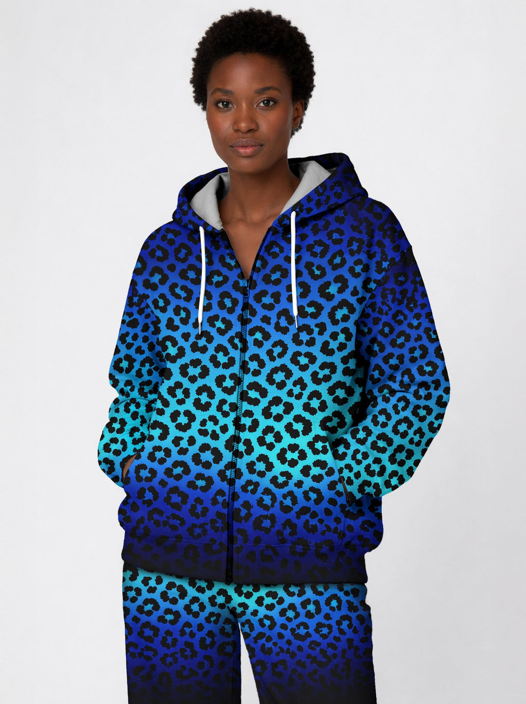 "Unstoppable" Sapphire Leopard Zip Hoodie