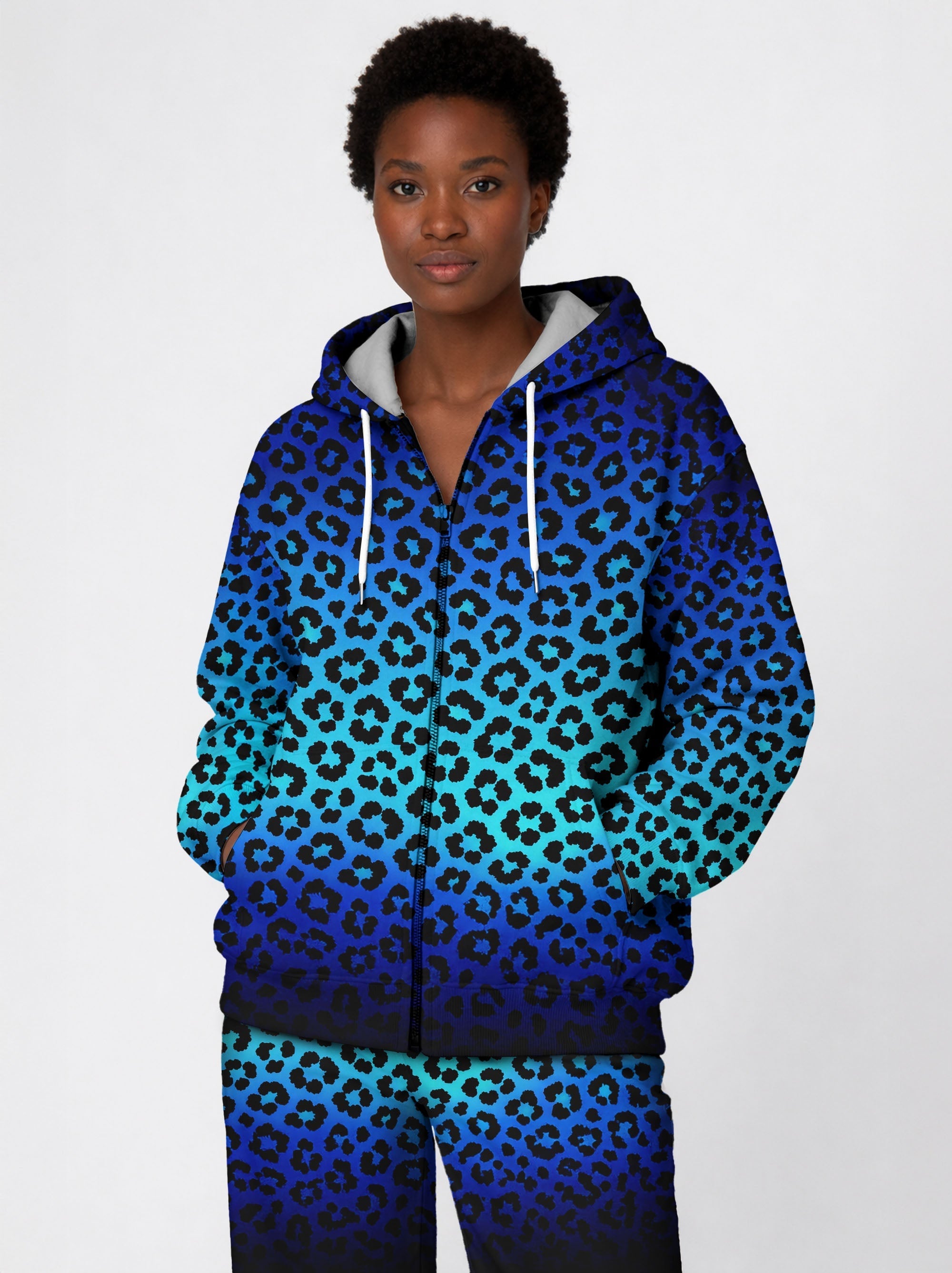 "Unstoppable" Sapphire Leopard Zip Hoodie