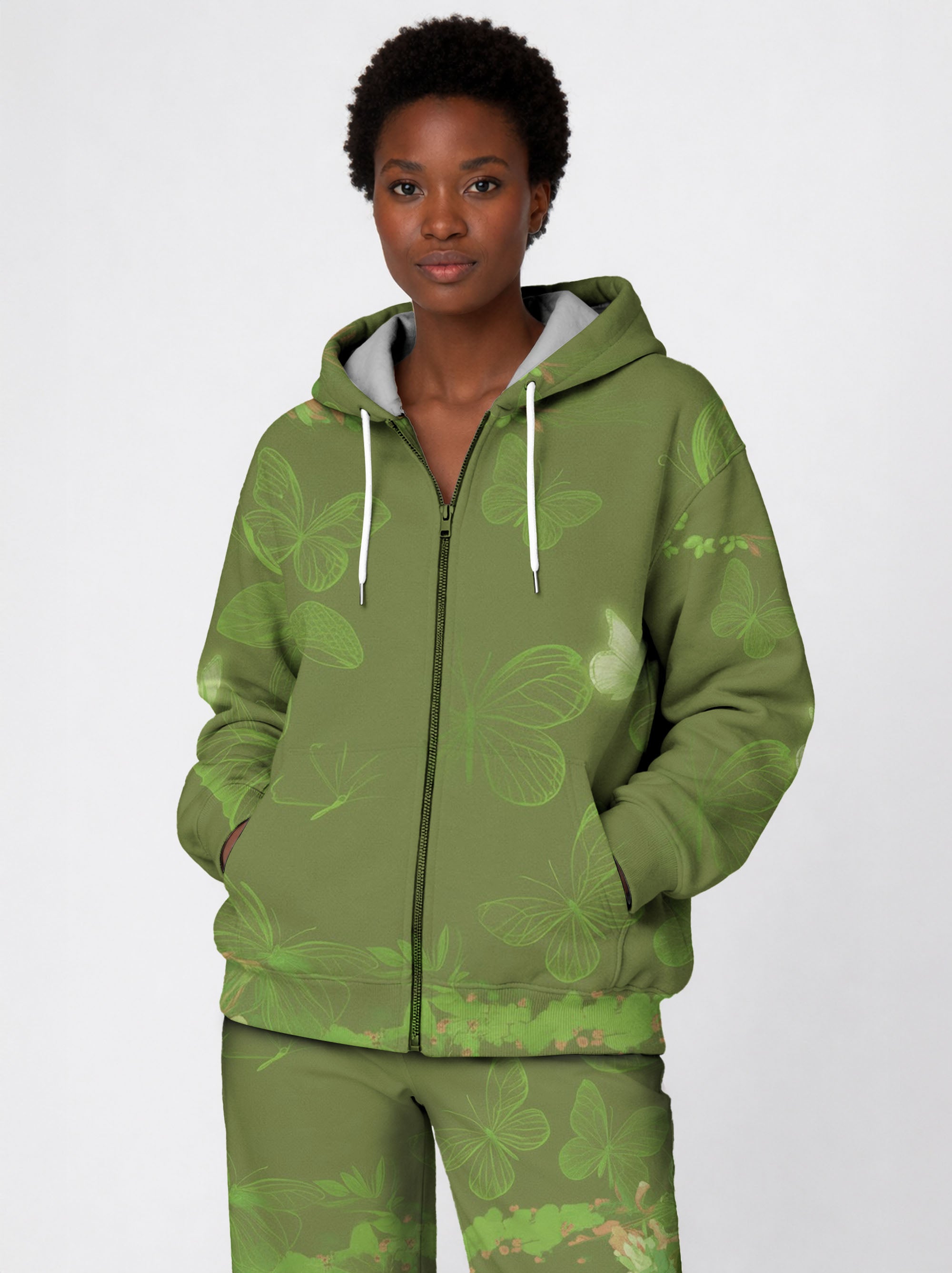 Green Orchid Zip Hoodie