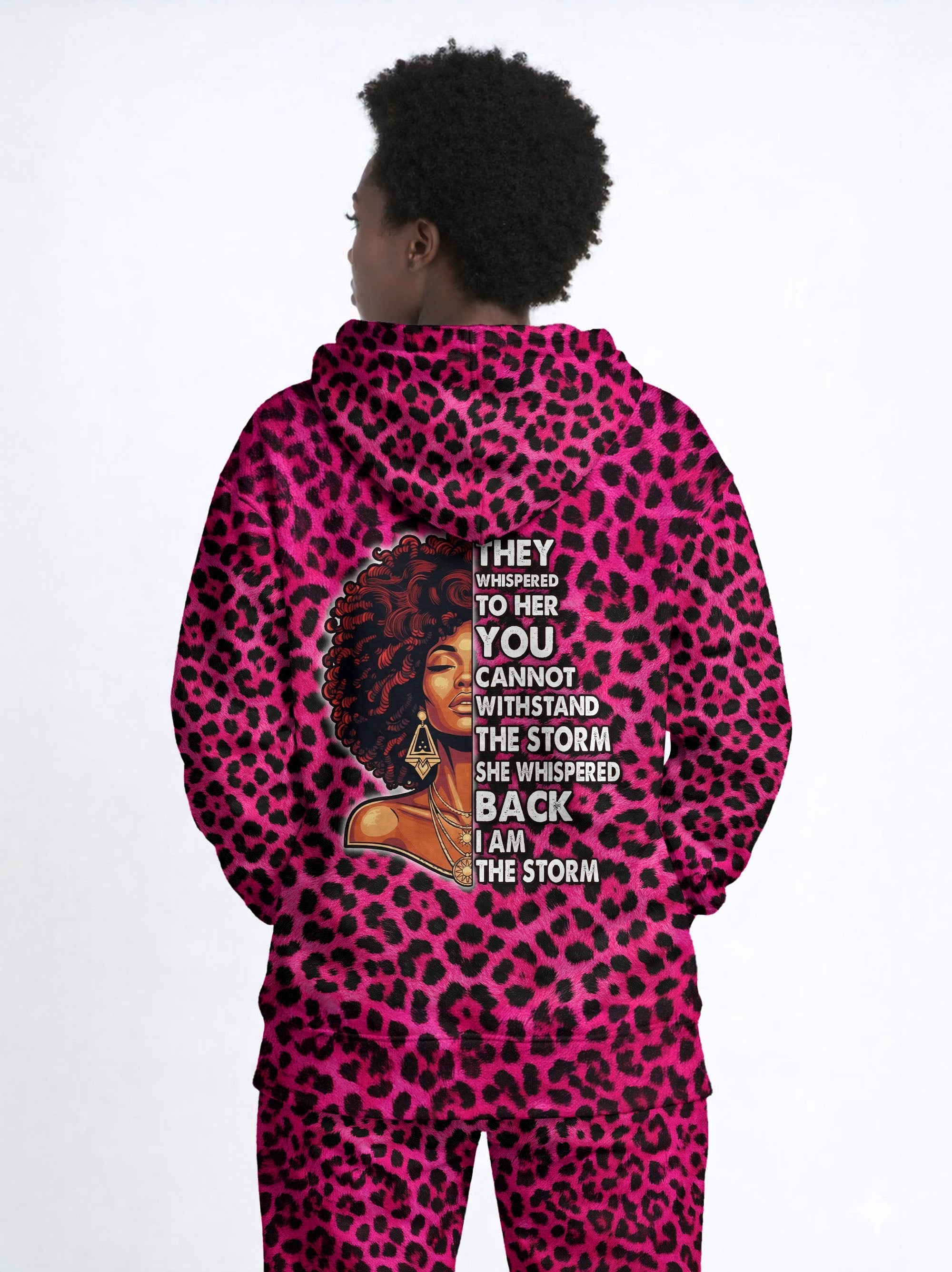 "Unstoppable" Pink Leopard Zip Hoodie