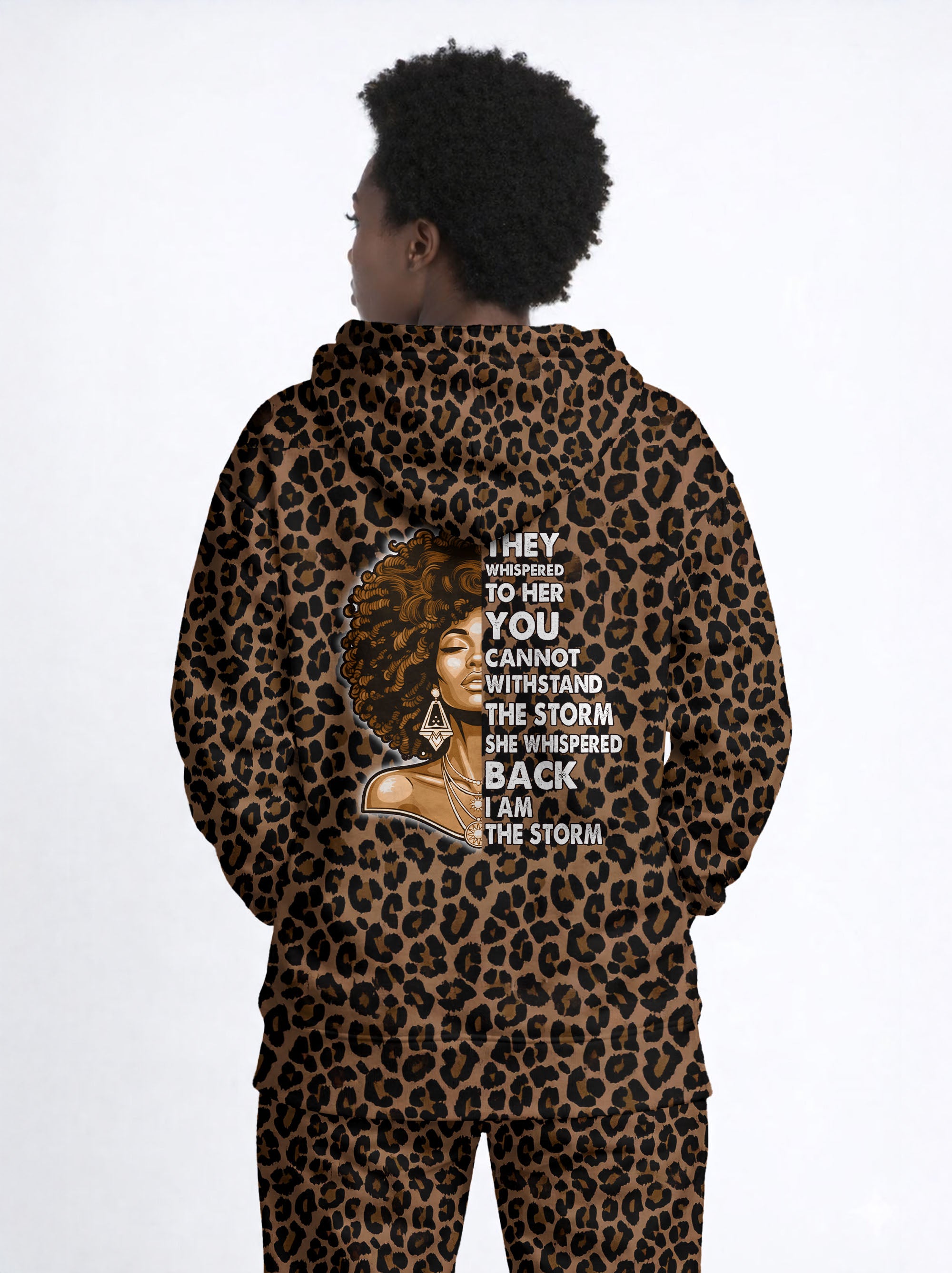 "Unstoppable" Brown Leopard Zip Hoodie