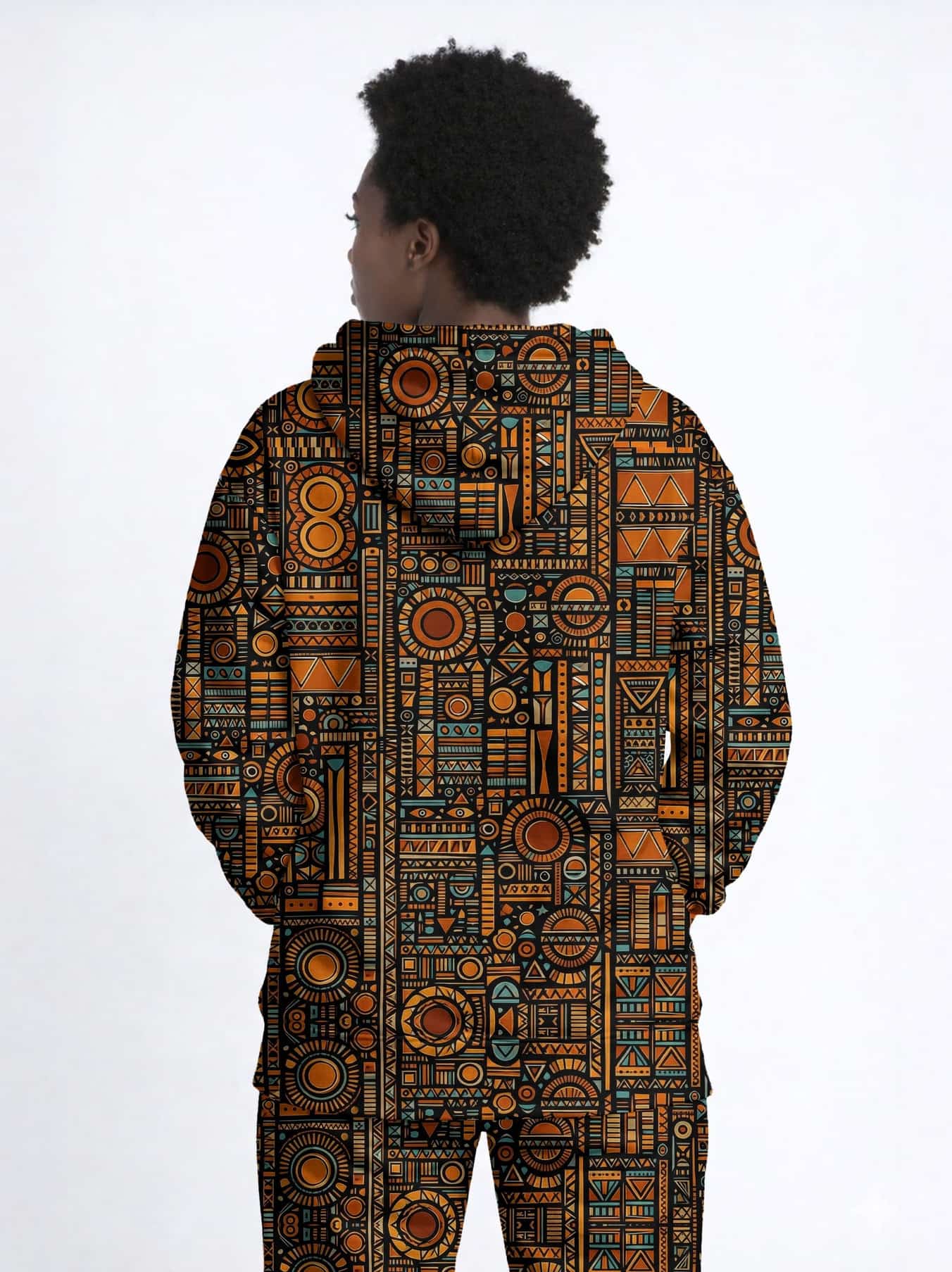 Afrocentric Pattern Zip Hoodie