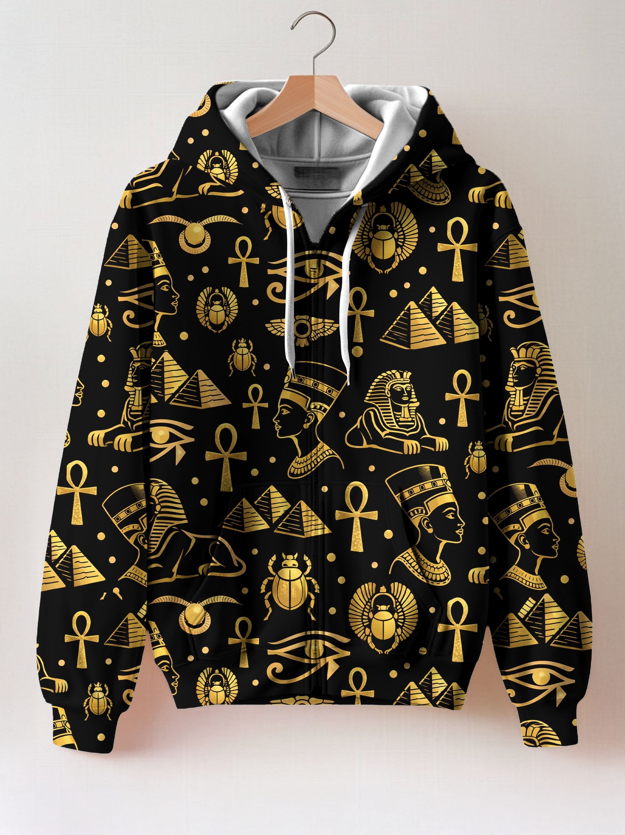 "Nefertiti" Black Gold Zip Hoodie