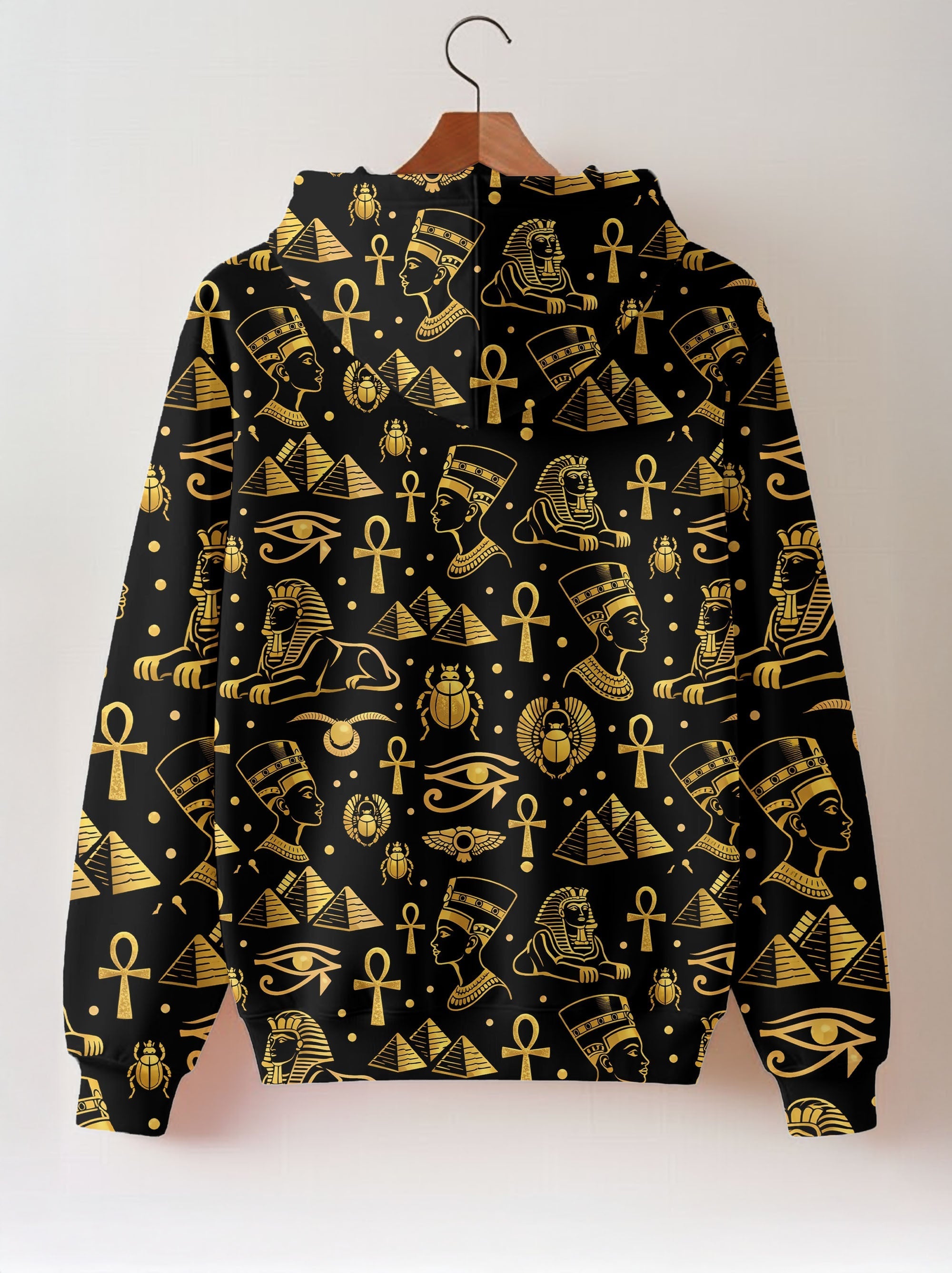 "Nefertiti" Black Gold Zip Hoodie