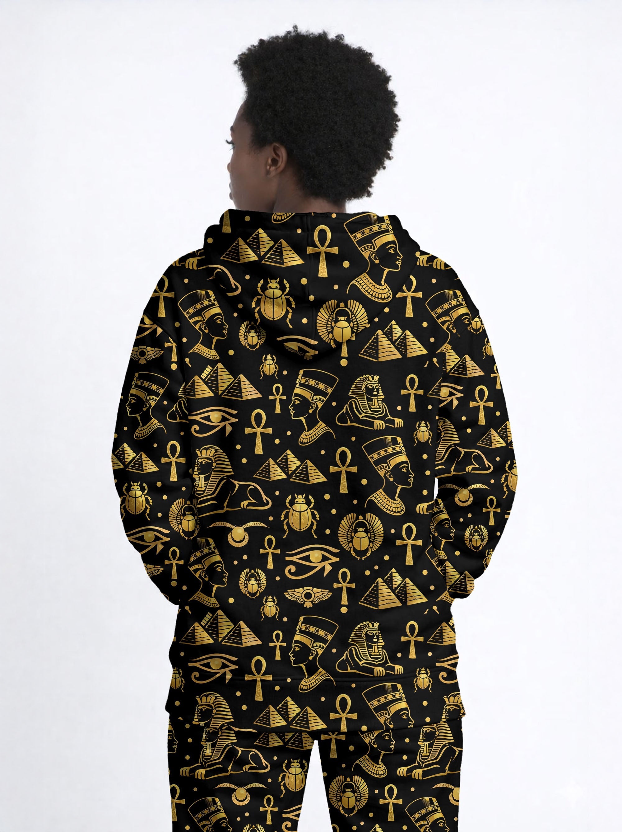 "Nefertiti" Black Gold Zip Hoodie