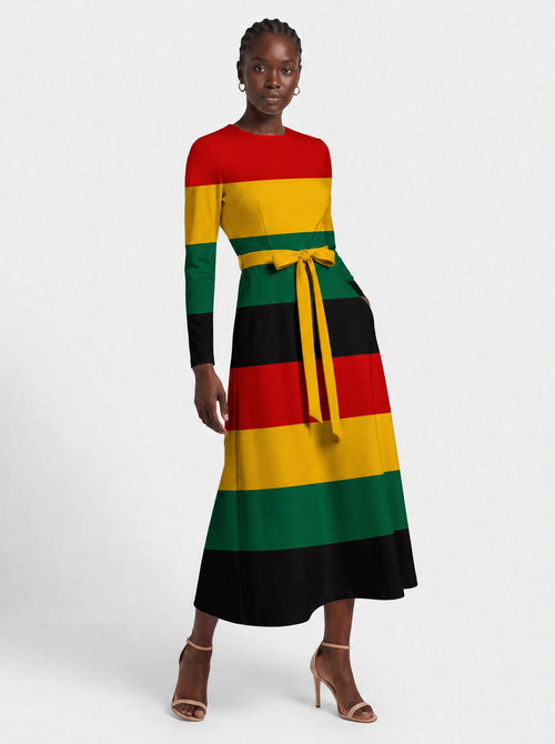 "Accra" Long Sleeve Midaxi Dress — front view on model