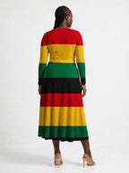 "Accra" Long Sleeve Midaxi Dress — back view on model