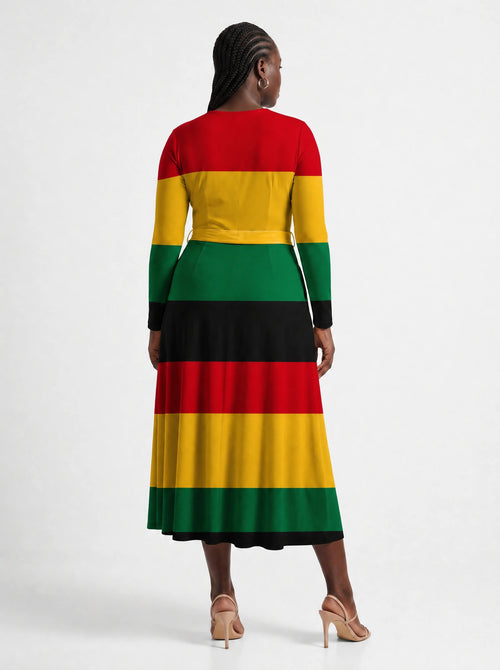 "Accra" Long Sleeve Midaxi Dress — back view on model