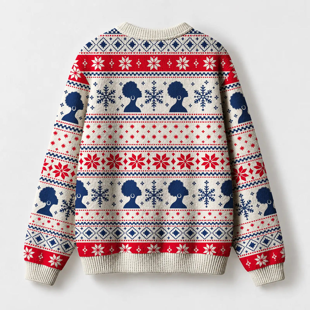 "Afro Fair Isle" Christmas Sweatshirt — back view