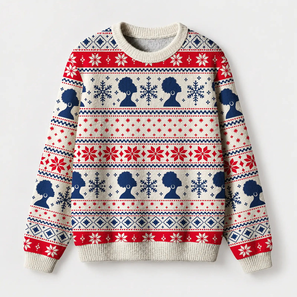"Afro Fair Isle" Christmas Sweatshirt — front view