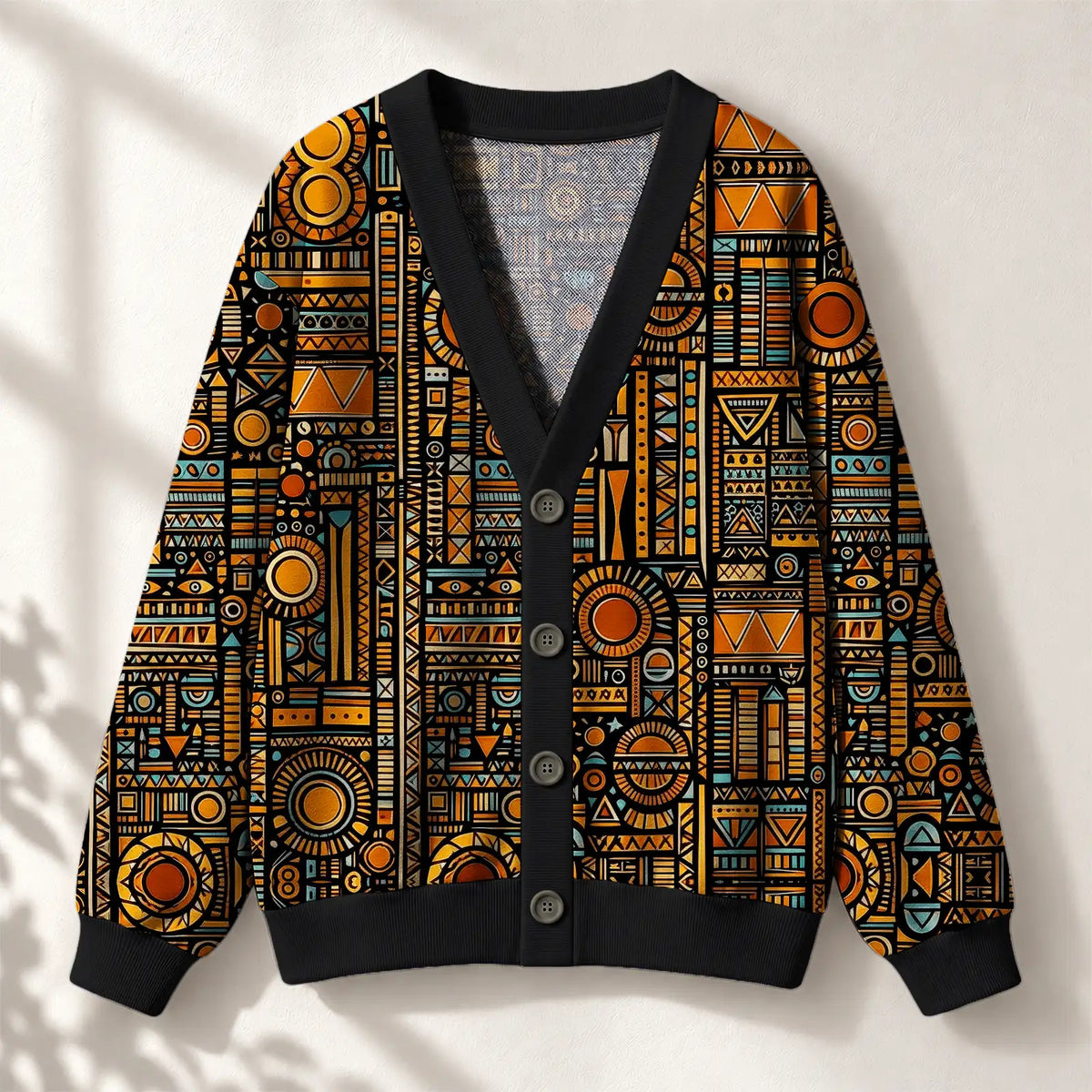 "Afrocentric Pattern" Cardigan — front view