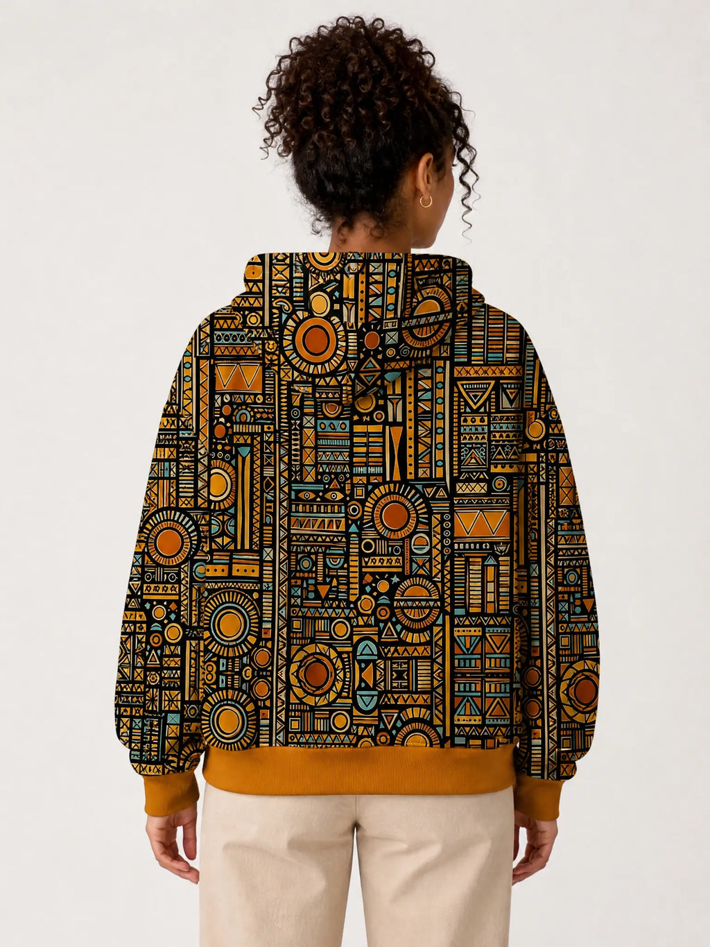 "Afrocentric Pattern" Hoodie — back view on model