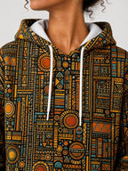 "Afrocentric Pattern" Hoodie — close-up on model