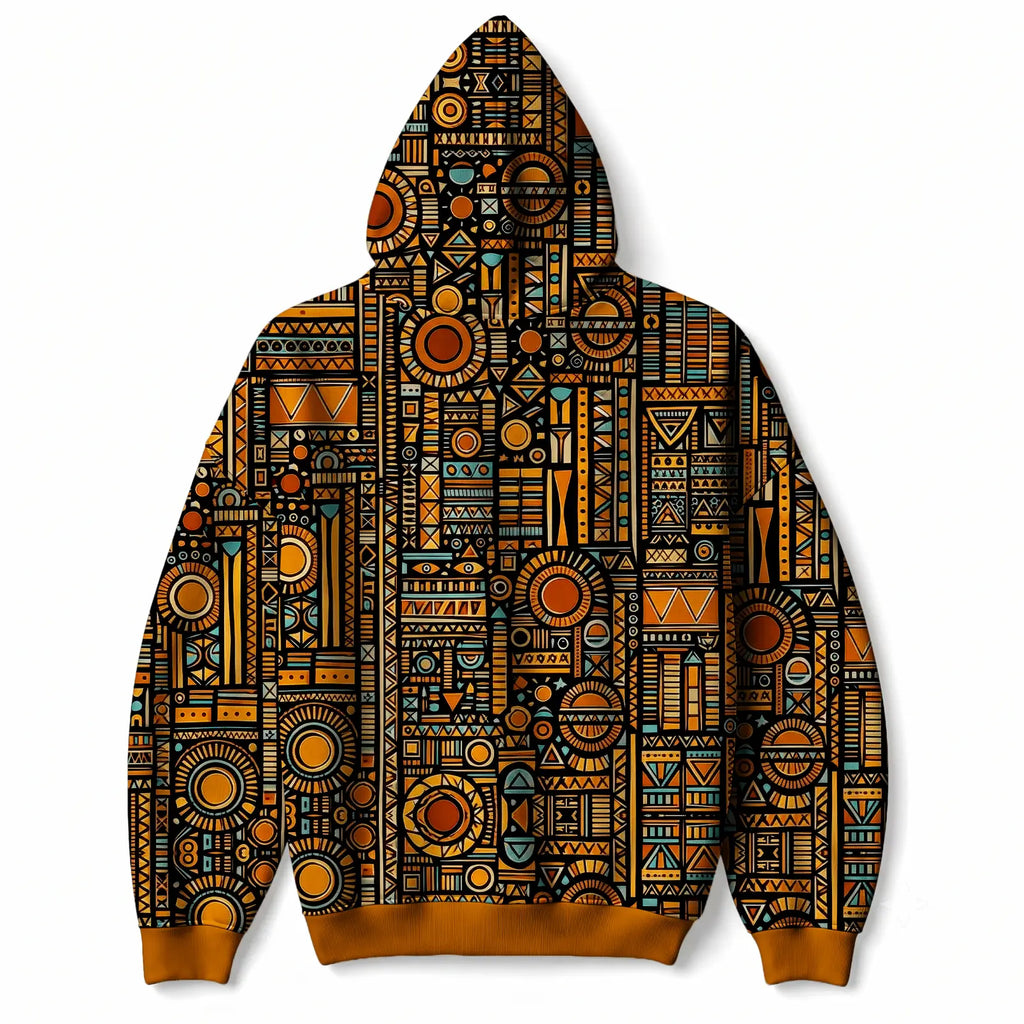 "Afrocentric Pattern" Hoodie — back flat