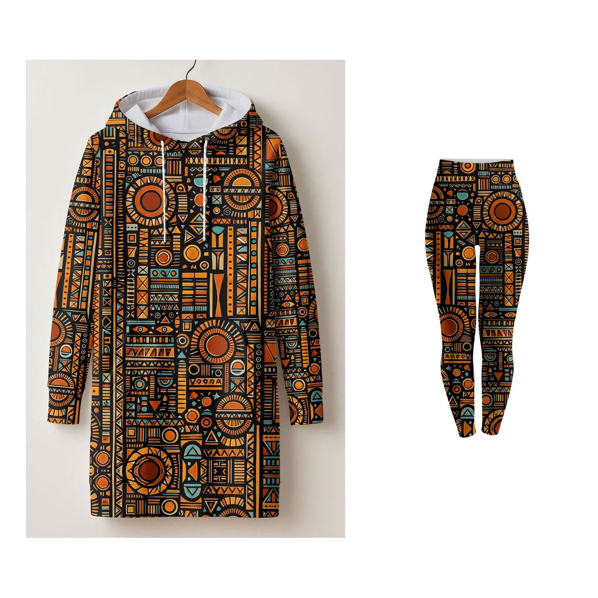 "Afrocentric Pattern" Hoodie Dress & Leggings Deal — hoodie dress and leggings set