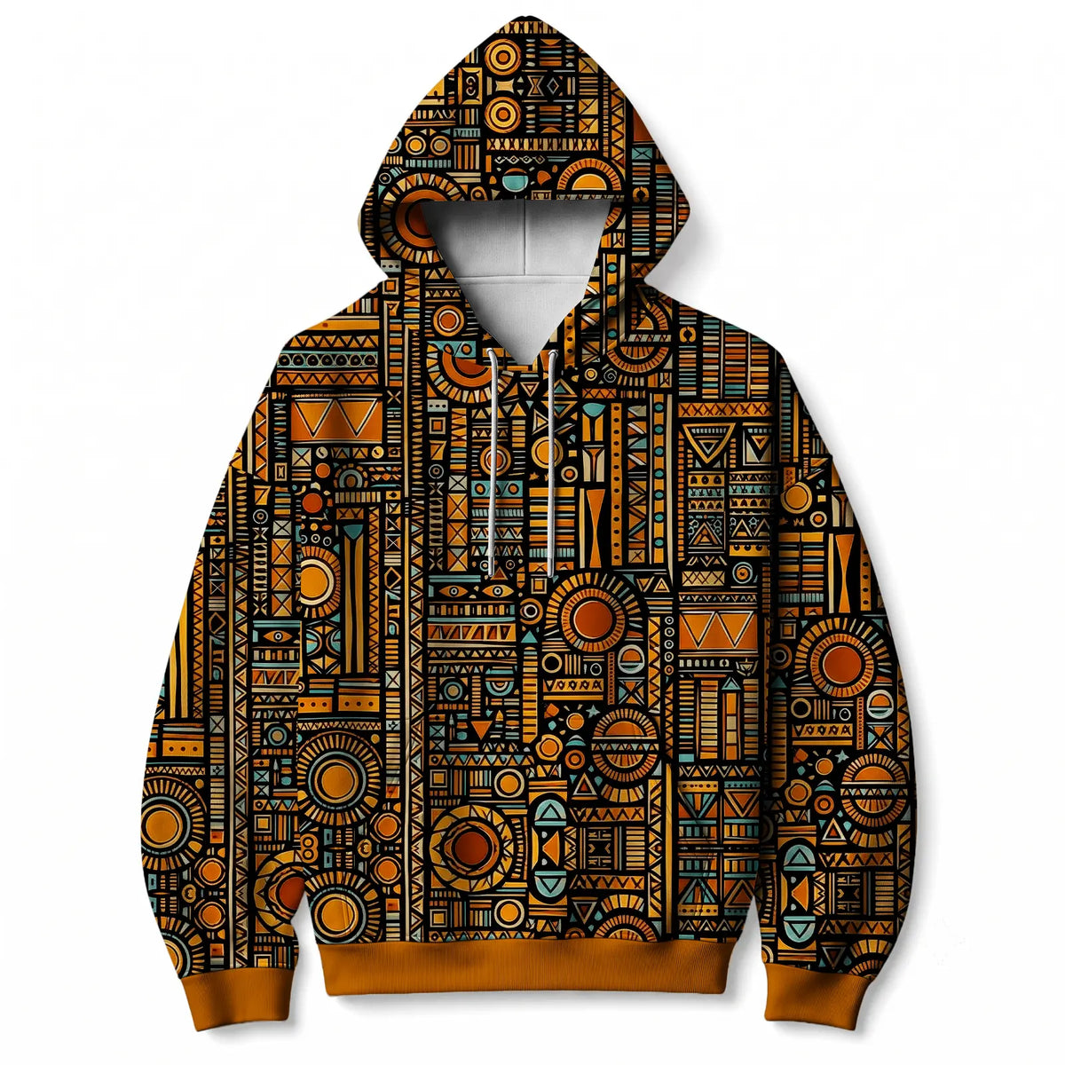 "Afrocentric Pattern" Hoodie — front flat