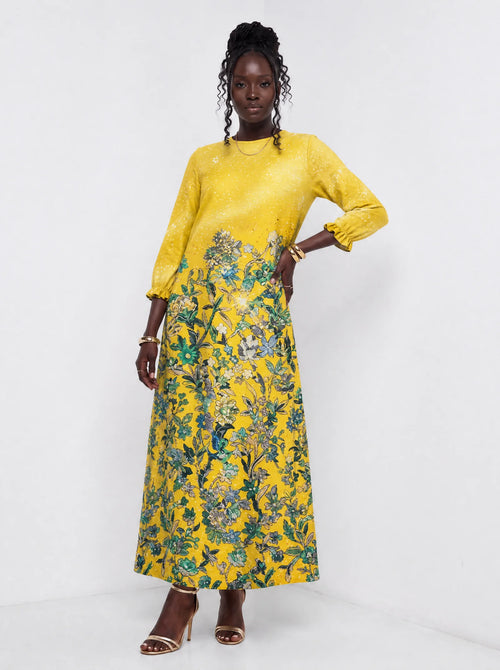 "Alfajiri" Long Sleeve Maxi Dress — front view on model