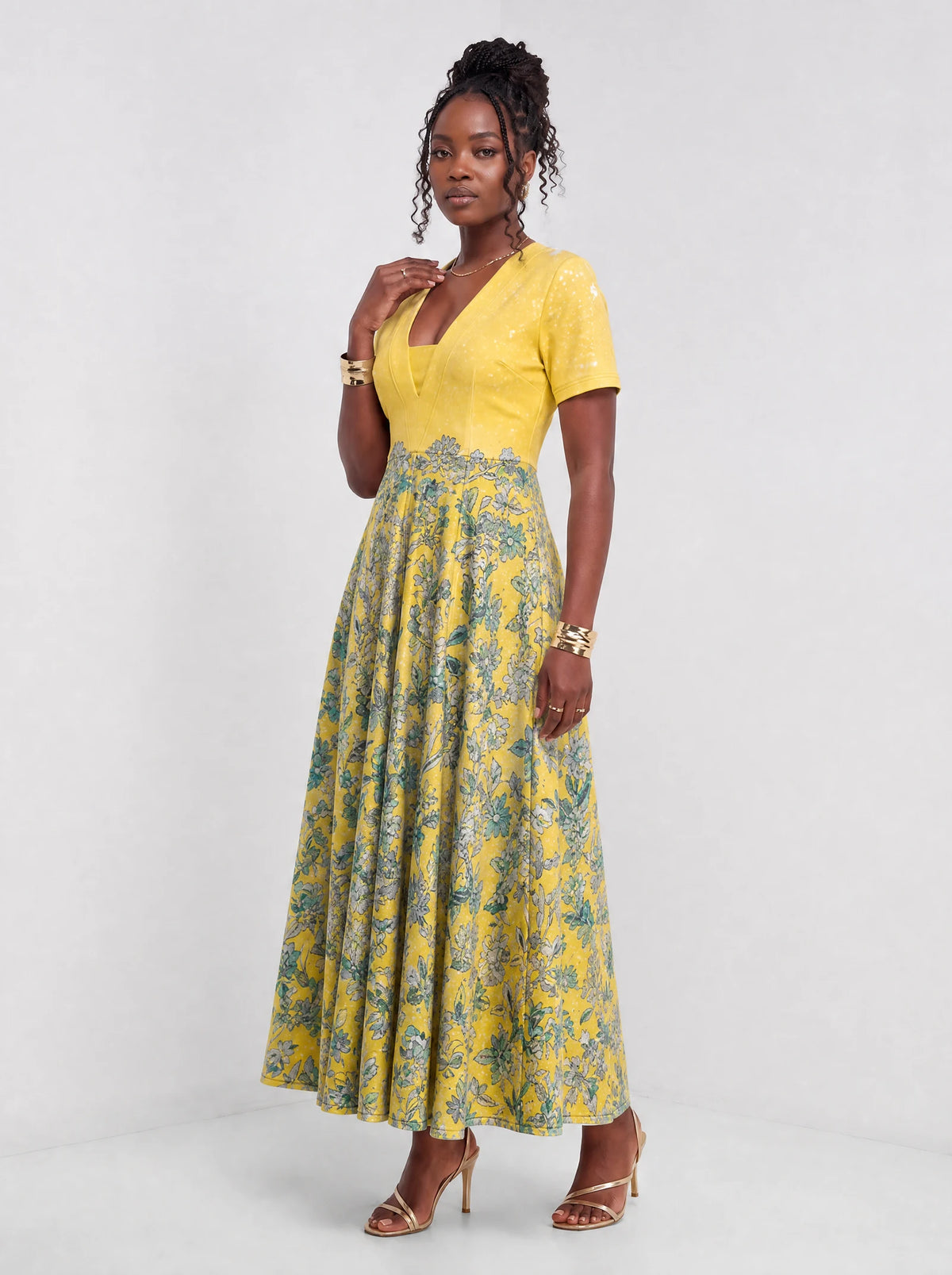 "Alfajiri" Short Sleeve Maxi Dress — full body