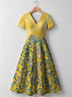 "Alfajiri" V Neck Midi Dress