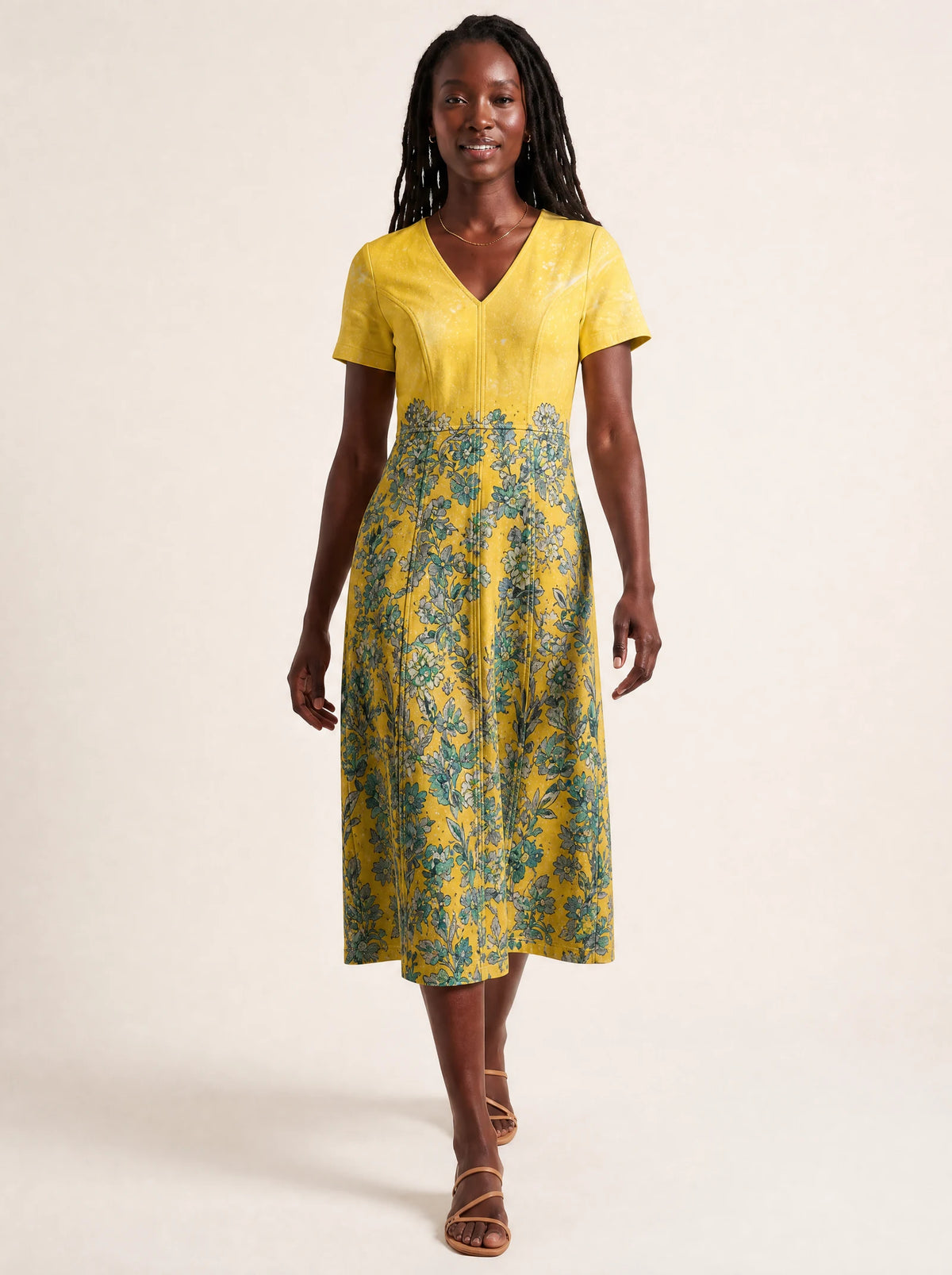 "Alfajiri" V Neck Midi Dress — front