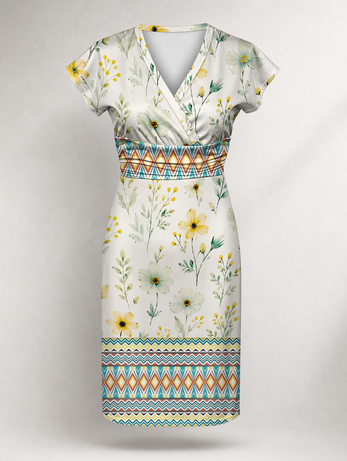 "Alizeti" Cap Sleeve Midi Dress