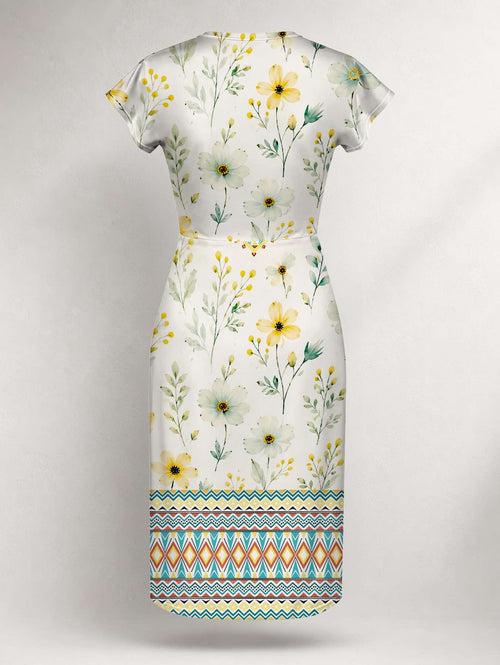 "Alizeti" Cap Sleeve Midi Dress