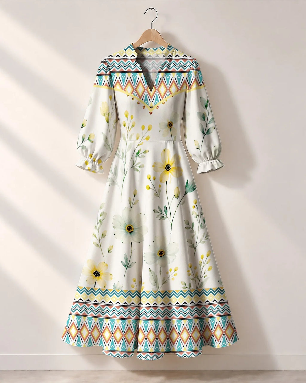 "Alizeti" Long Puff Sleeve Dress