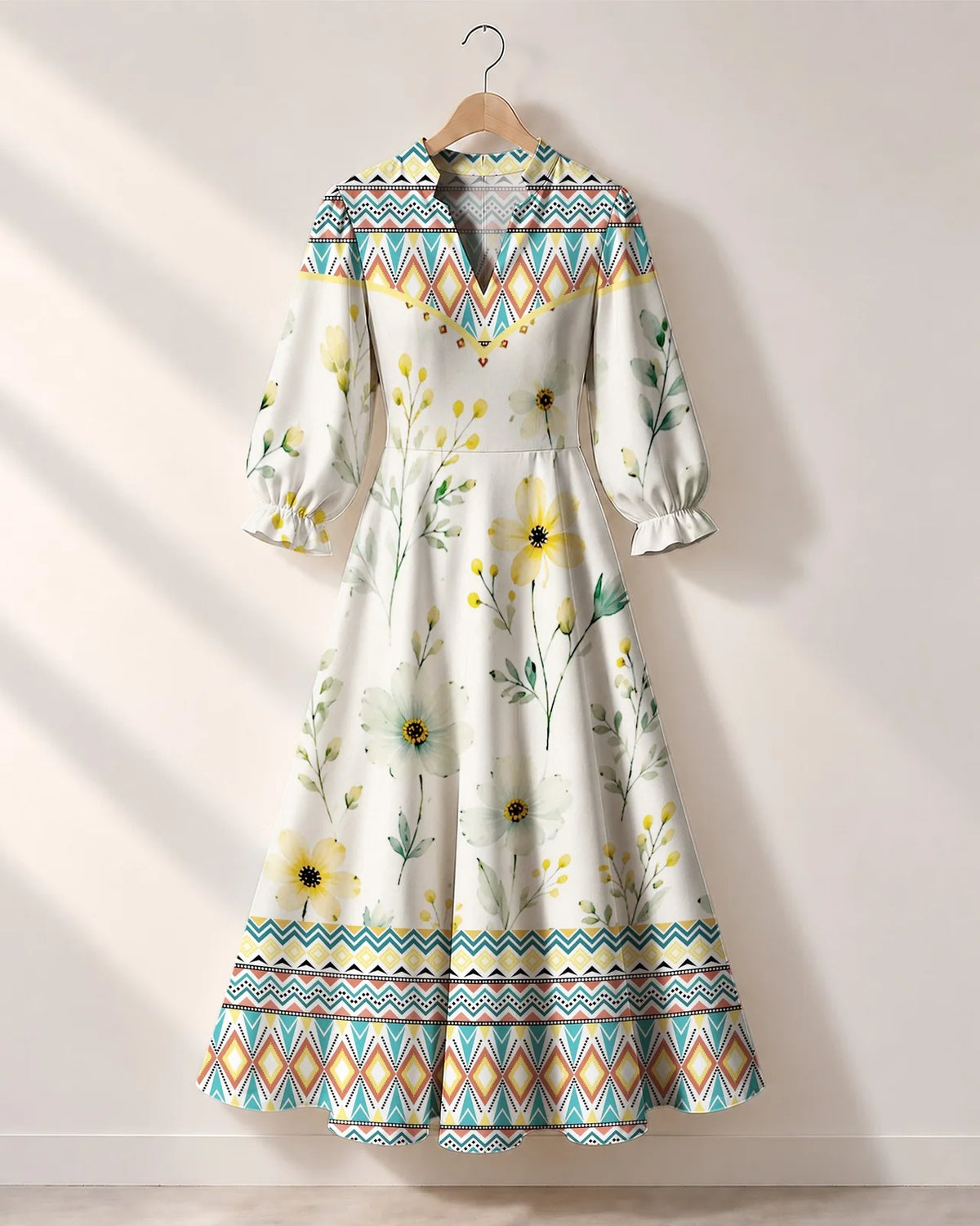 "Alizeti" Long Puff Sleeve Dress