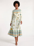 "Alizeti" Long Sleeve Midaxi Dress — front view on model