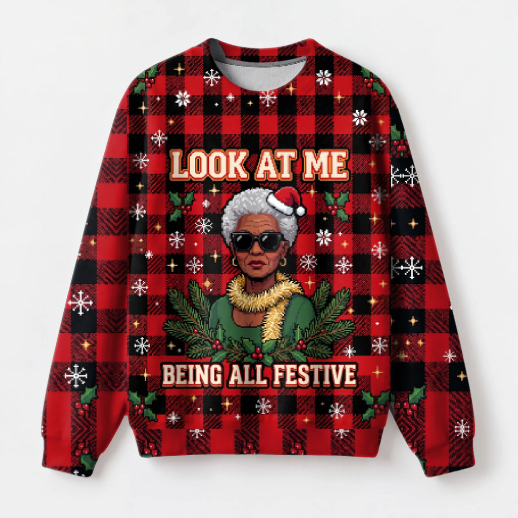 "All Festive" Christmas Sweatshirt — front view